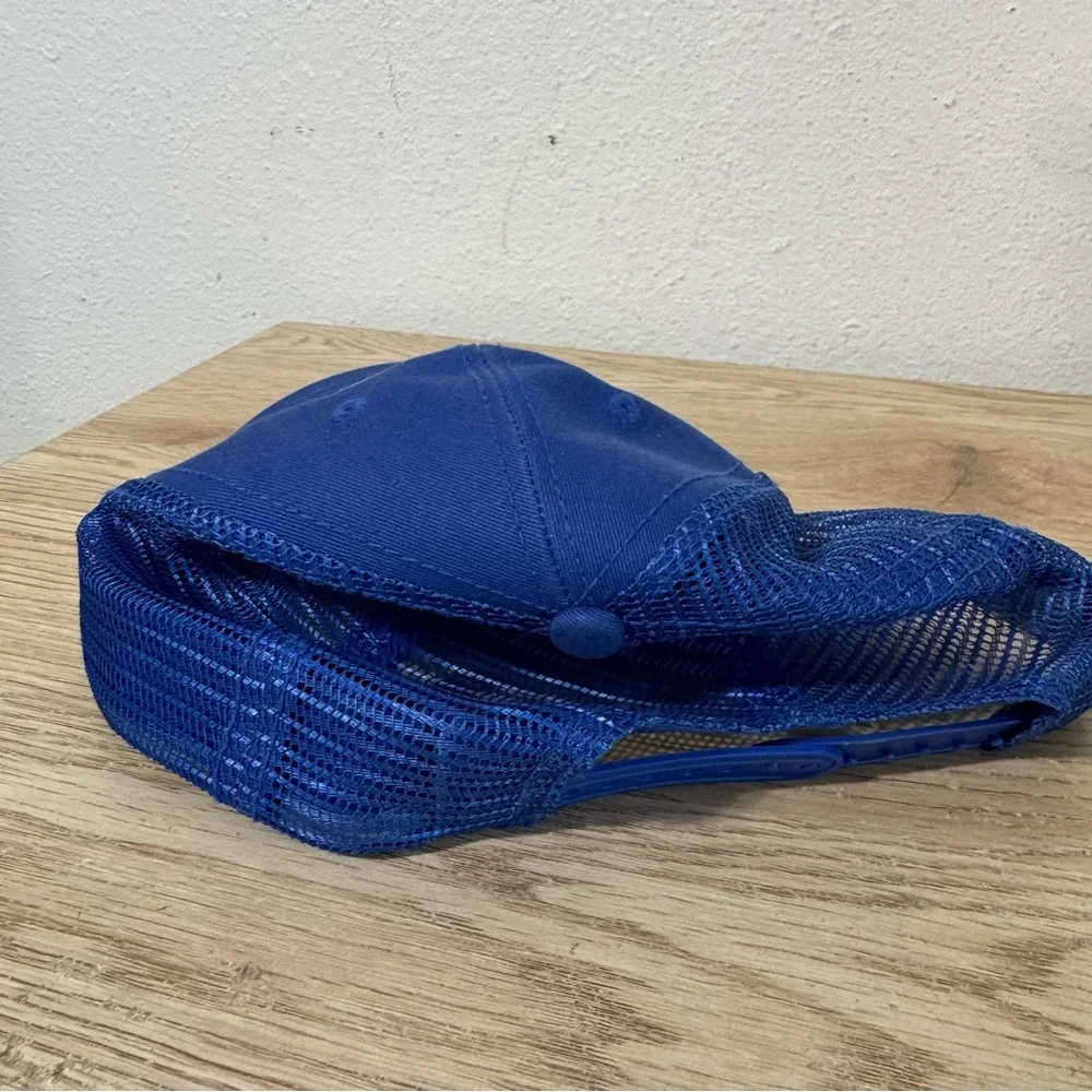 Pepsi Blue Vintage Embroidered‎ Trucker Hat Paramount Apparel Squished Front